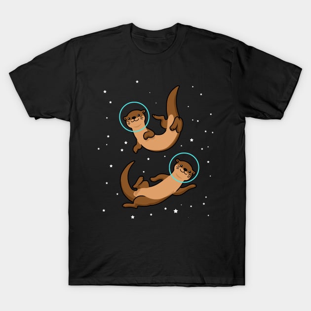 Otter Astronaut Gift Kids Otter Gift Women Space Sea Otter T-Shirt by PomegranatePower